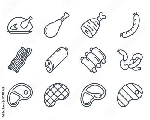 Meat Food Icon Outlined