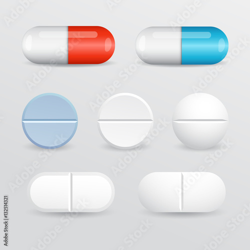 Pill and Capsules : Vector Illustration