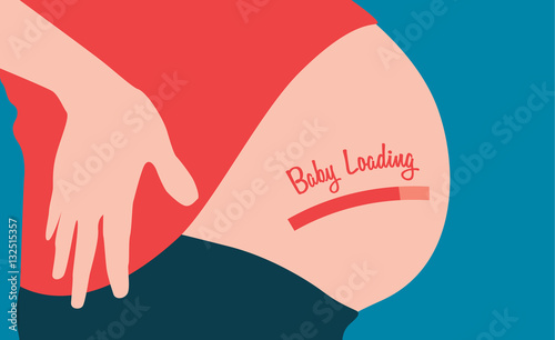 Progression of pregnancy concept vector illustration with baby loading sign