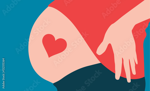 Pregnant women and love symbol vector concept illustration