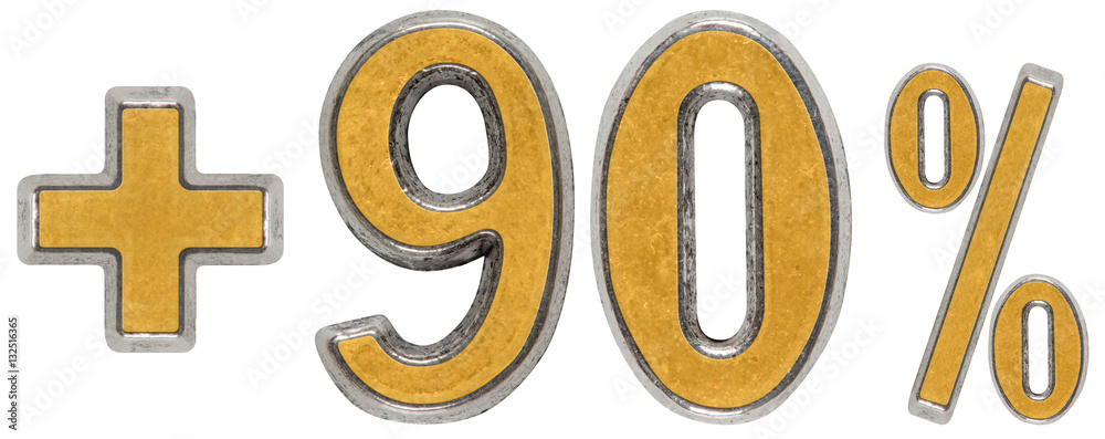 Percent benefits, plus 90 ninety percent, numerals isolated on w Percent benefits, plus 90 ninety percent, numerals isolated on w