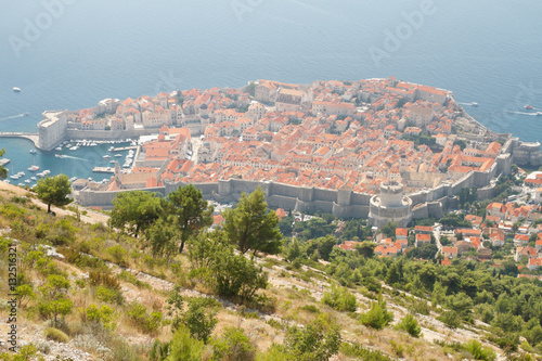 he view from the heights of the old town Dubrovnik  the port in the Adriatic Sea