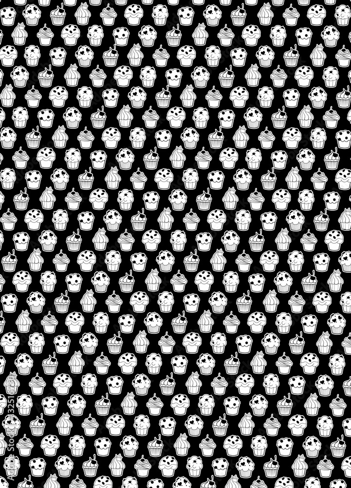 cupcake`s background - black and white