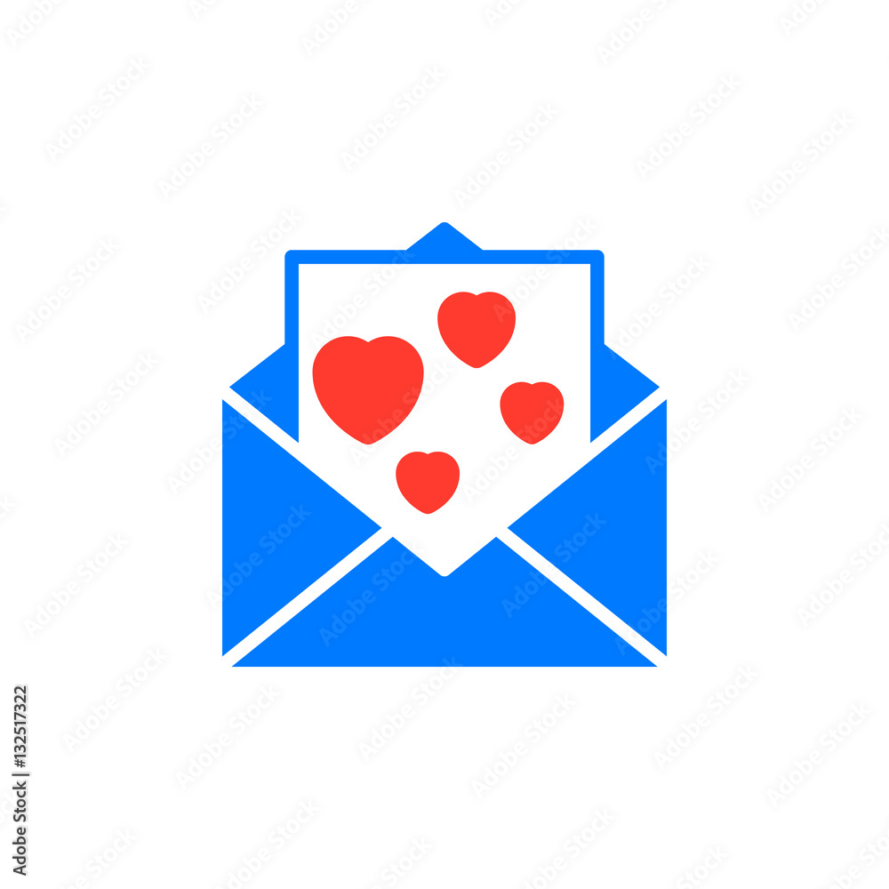 Envelope with love message, letter with hearts icon vector, filled flat sign, solid colorful pictogram isolated on white. Symbol, logo illustration Envelope with love message, letter with hearts icon vector, filled flat sign, solid colorful pictogram isolated on white. Symbol, logo illustration
