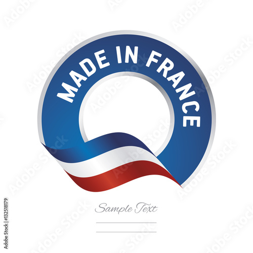 Made in France flag blue color label button banner
