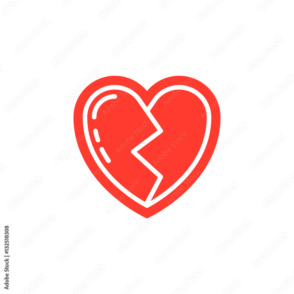 Broken heart icon vector, filled flat sign, solid colorful pictogram isolated on white. Symbol, logo illustration Broken heart icon vector, filled flat sign, solid colorful pictogram isolated on white. Symbol, logo illustration