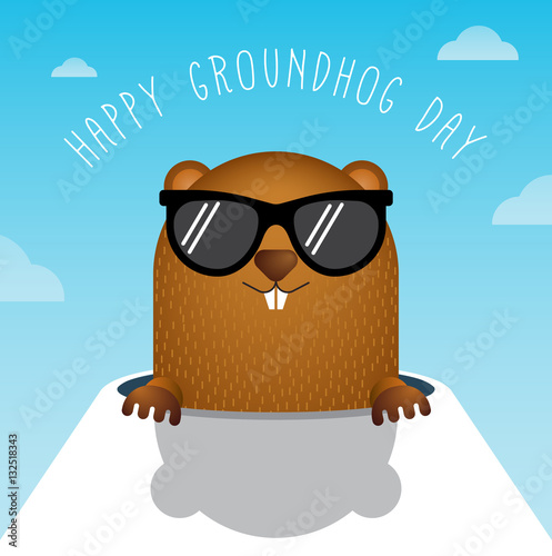 Happy Groundhog Day with Groundhog Vector