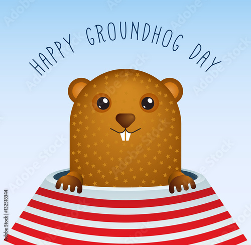 Happy Groundhog Day with Groundhog Vector