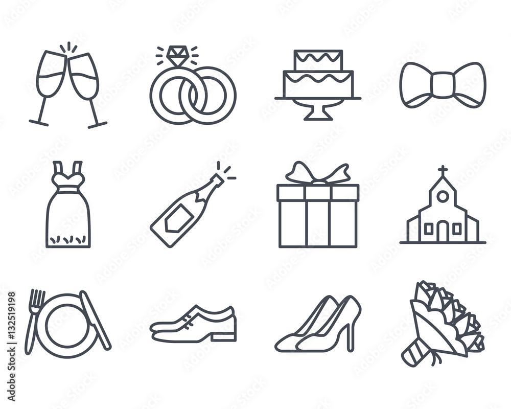 Fototapeta premium Wedding Icon Outlined