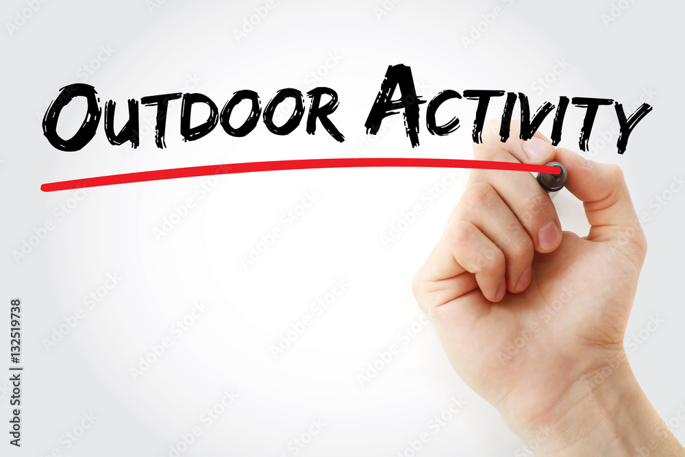 Hand writing Outdoor activity with marker, concept background
