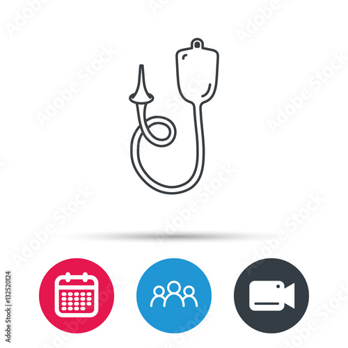 Enema icon. Medical clyster sign. Group of people, video cam and calendar icons. Vector