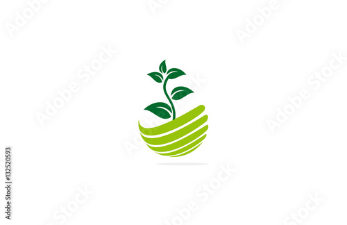 Fototapeta Naklejka Na Ścianę i Meble -  globe plant medicine logo