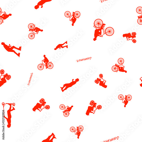 Vector illustration of a seamless pattern with the images of people active summer vacationers, flat style