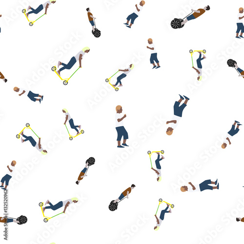 Vector illustration of a seamless pattern with the images of people active summer vacationers, flat style