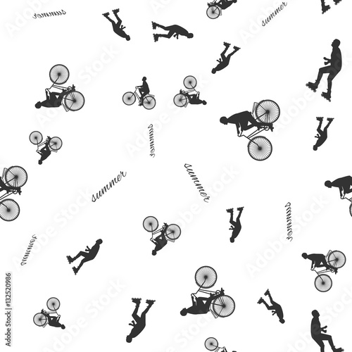 Vector illustration of a seamless pattern with the images of people active summer vacationers, flat style