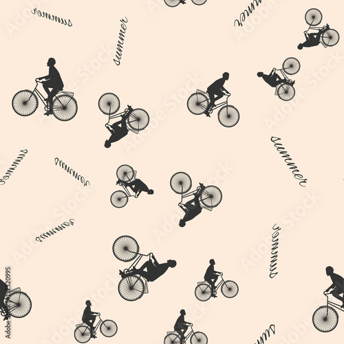 Vector illustration of a seamless pattern with the images of people active summer vacationers, flat style