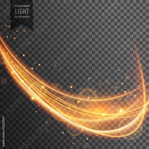 dynamic gold wave with sparkles on transparent background