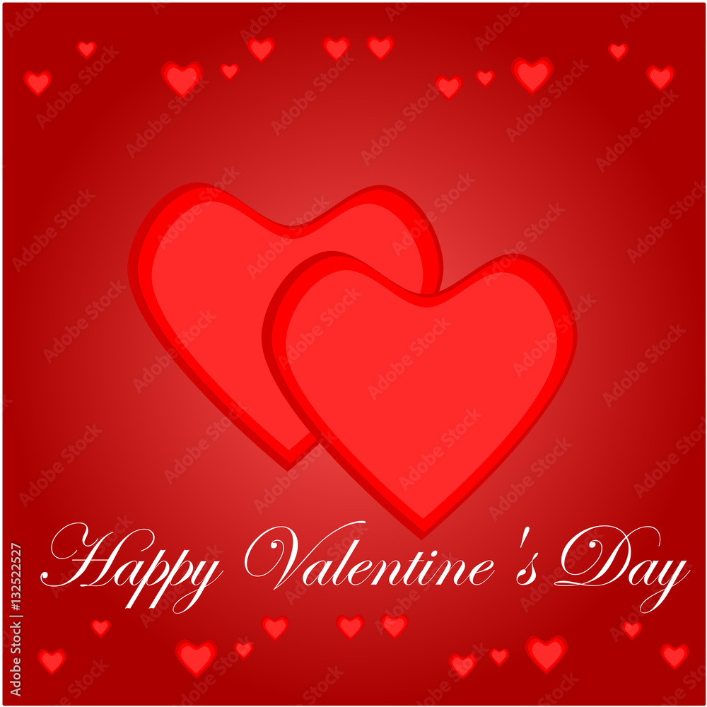 Happy Valentine's Day lettering Greeting Card on red background, Happy Valentine's Day lettering Greeting Card on red background,