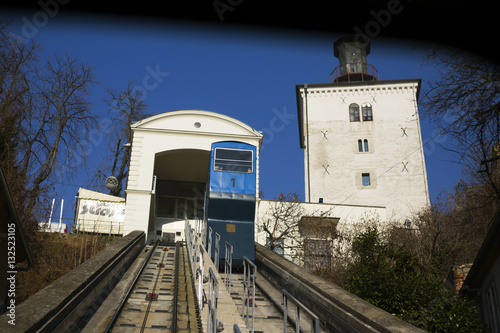 Zagreb funicular and Lotrscak tower photo