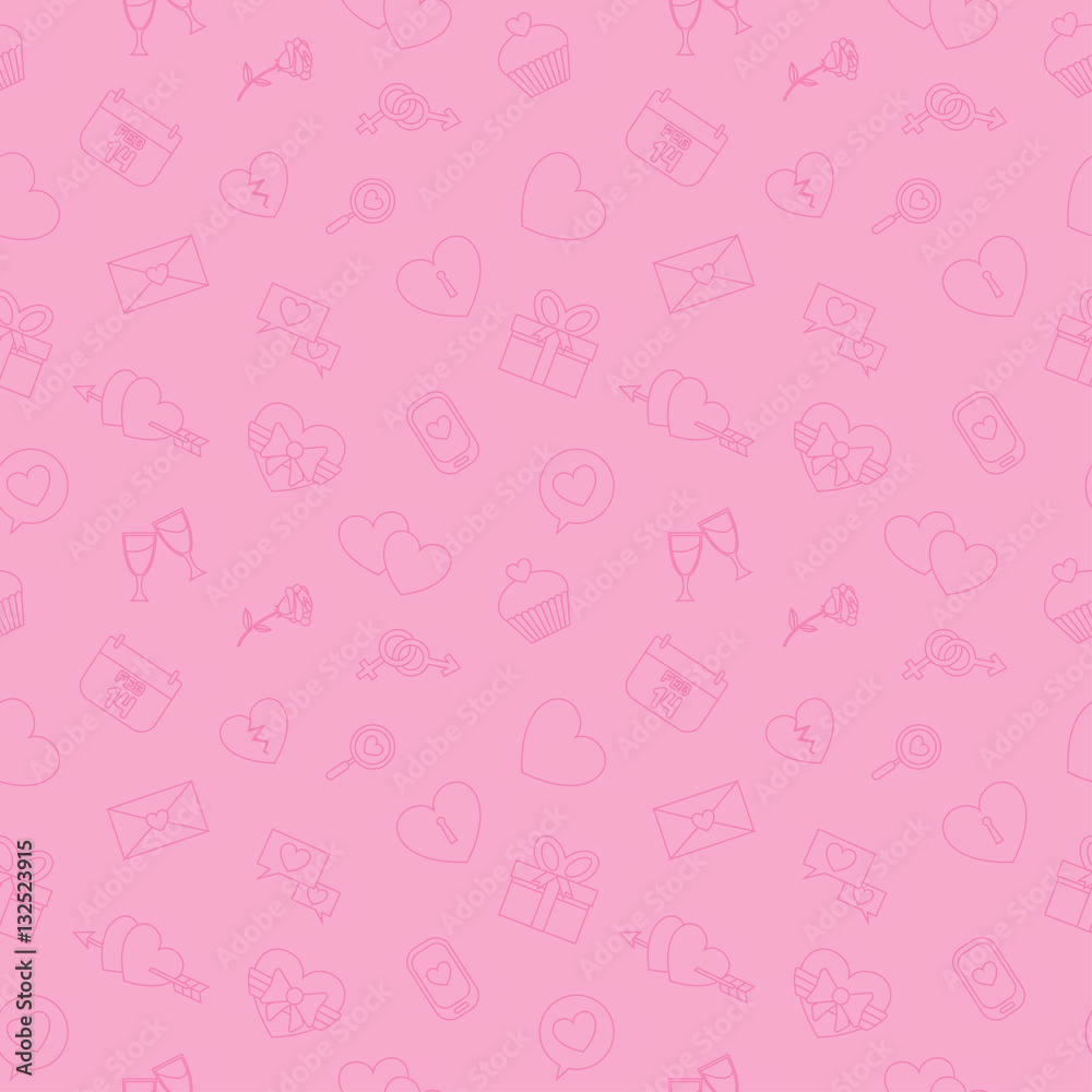Valentine's and Wedding , Seamless Pattern. Heart , Love , Dating and Relationship. Vector illustration.