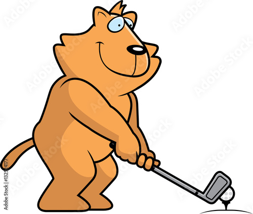 Cartoon Cat Golfing