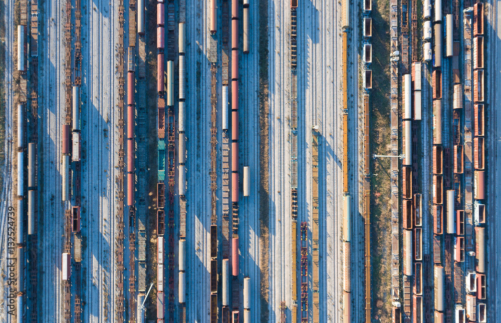 Fototapeta premium Trains aerial view