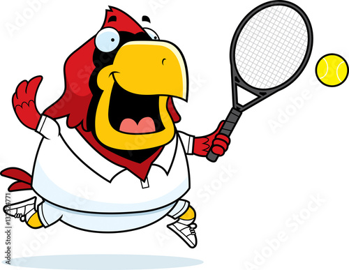 Cartoon Cardinal Tennis