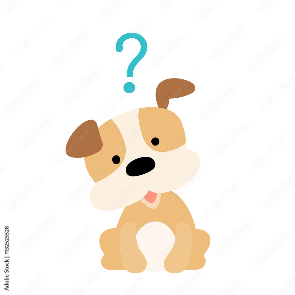 Fototapeta premium Little dog wondering cartoon character vector