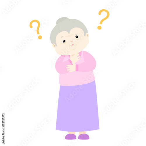Old woman wondering cartoon character vector