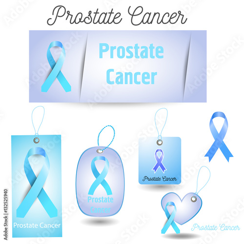 Blank labels template Prostate Cancer Awareness Blue Ribbon (Blue November) Vector Illustrationm photo