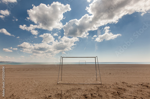 soccer (football) goals  on the beach. Beach Soccer/Football © dechevm