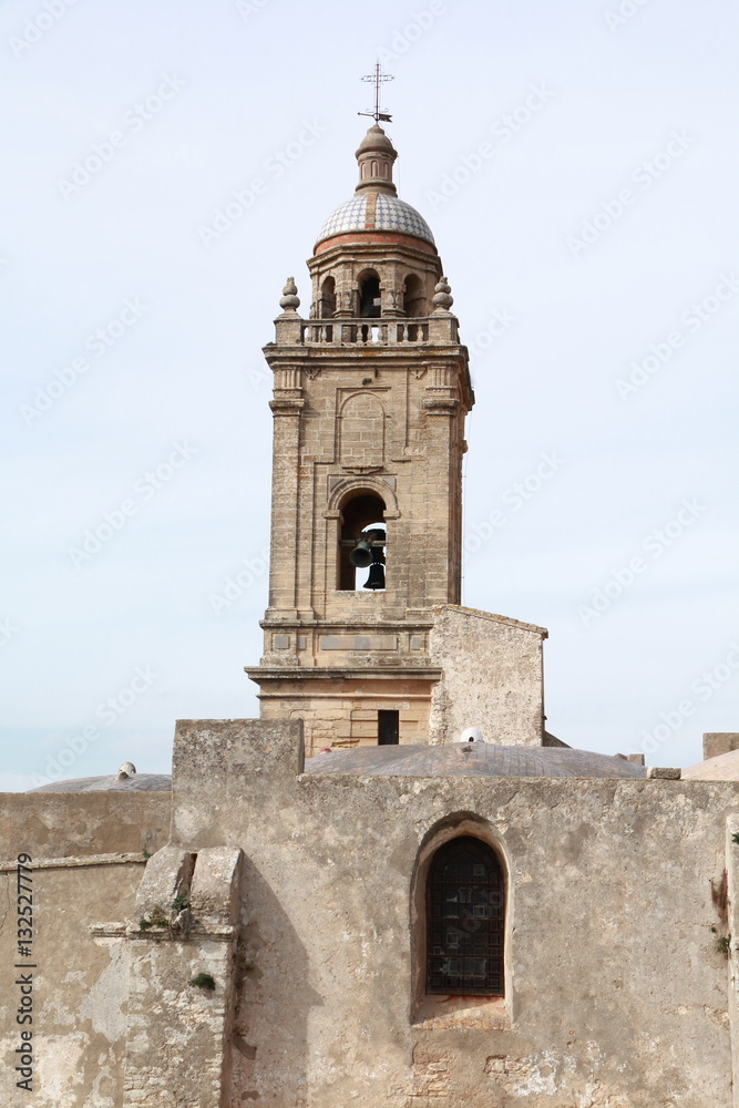Bell tower of the Mayor church, in the town of Medina Sidonia, Spain