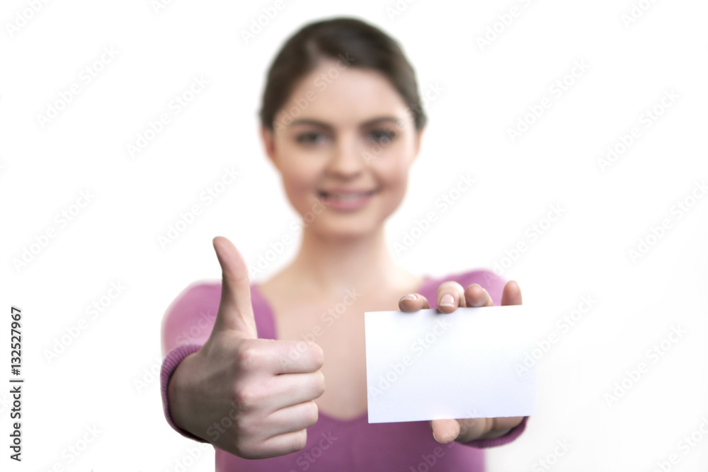 Gift card woman isolated on white background. Gift card woman isolated on white background.