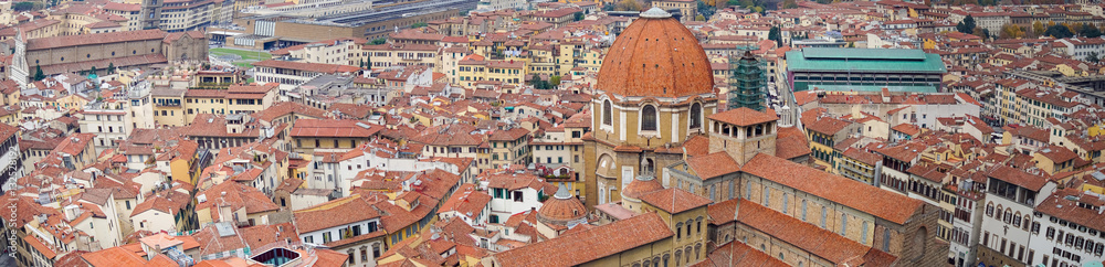 Italy. Florence. Panoramic view seen from the observation platform Duomo, Cathedral Santa Maria del Fiore.