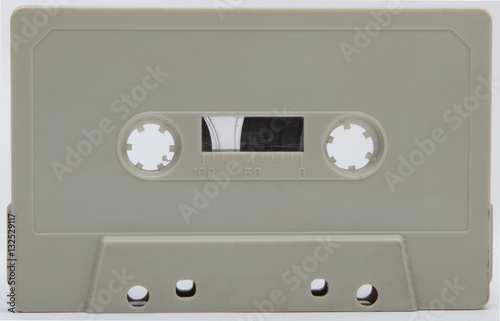 vintage old audio cassette on white background