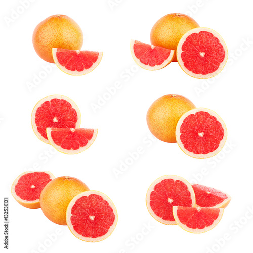 Set of different variations of red grapefruits