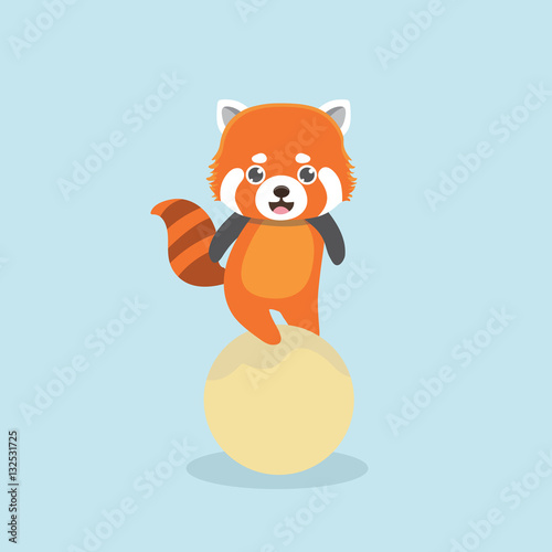 Fototapeta Naklejka Na Ścianę i Meble -  Vector illustration of red panda cartoon style.