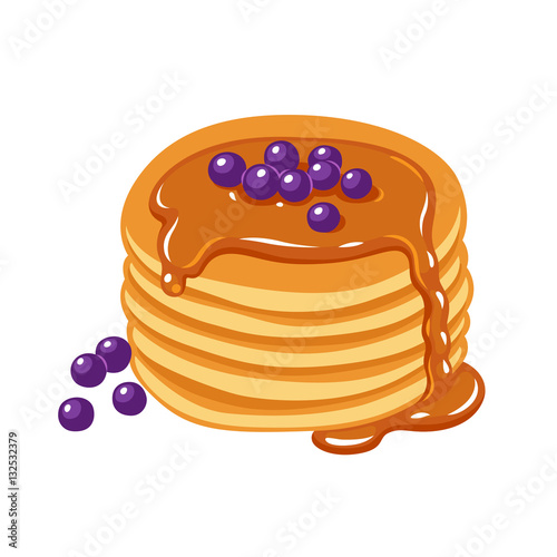 Pancakes with syrup and blueberries
