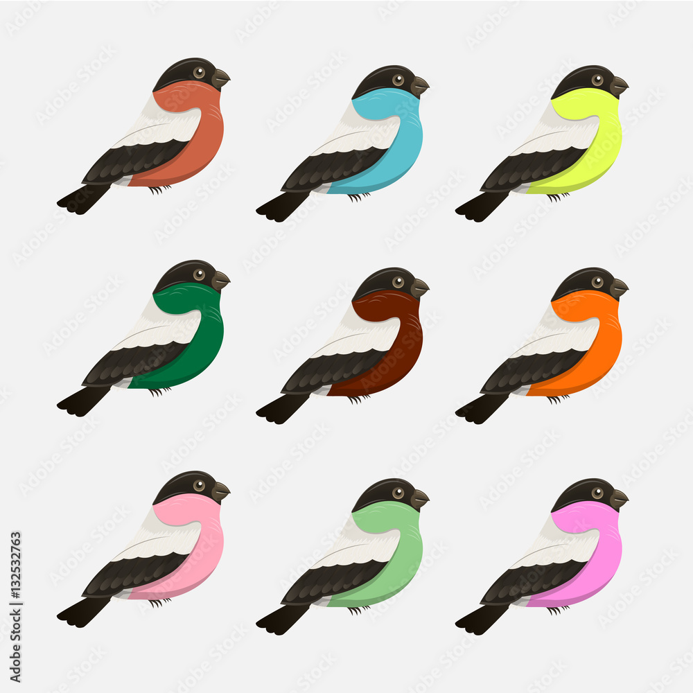 Vector Set Cartoon Birds Vector Set Cartoon Birds