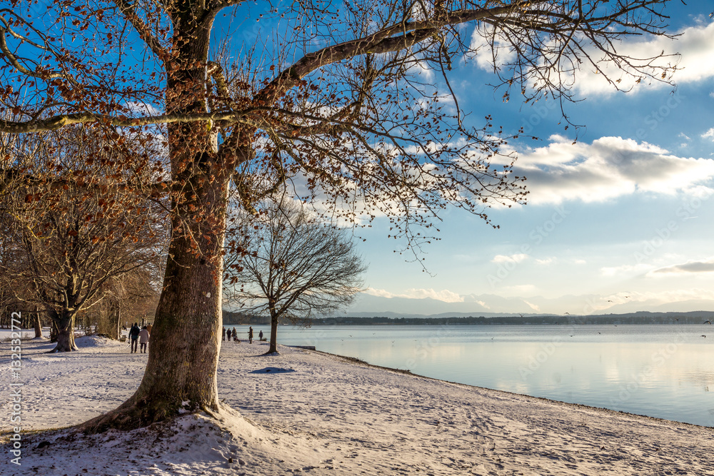 Obraz premium Ein Ausflug an den winterlichen Starnberger See