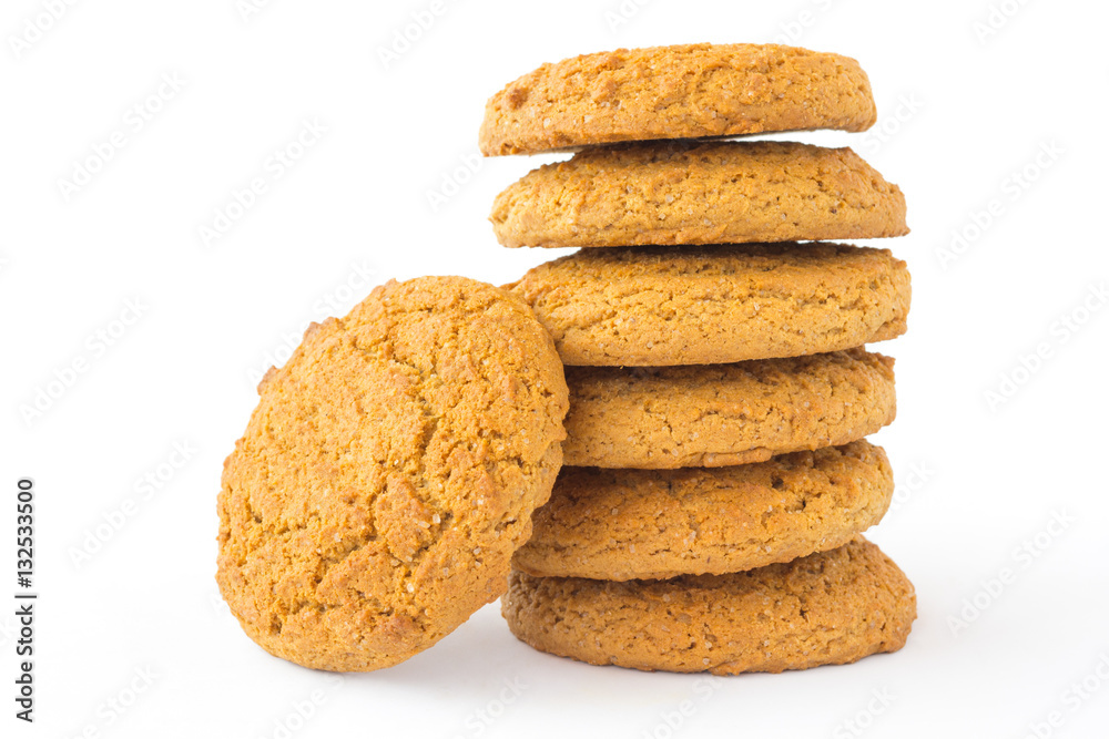 Round shortbread biscuit  white background