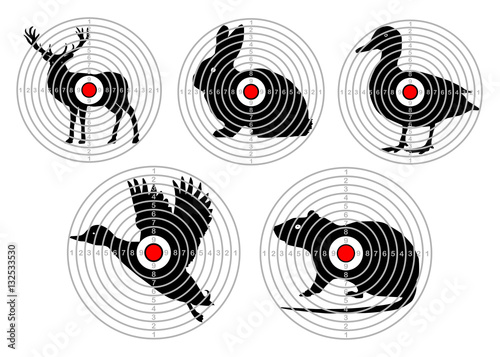 set targets for animal shooting. Training hunting. vector