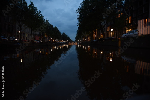 Amsterdam canal at night