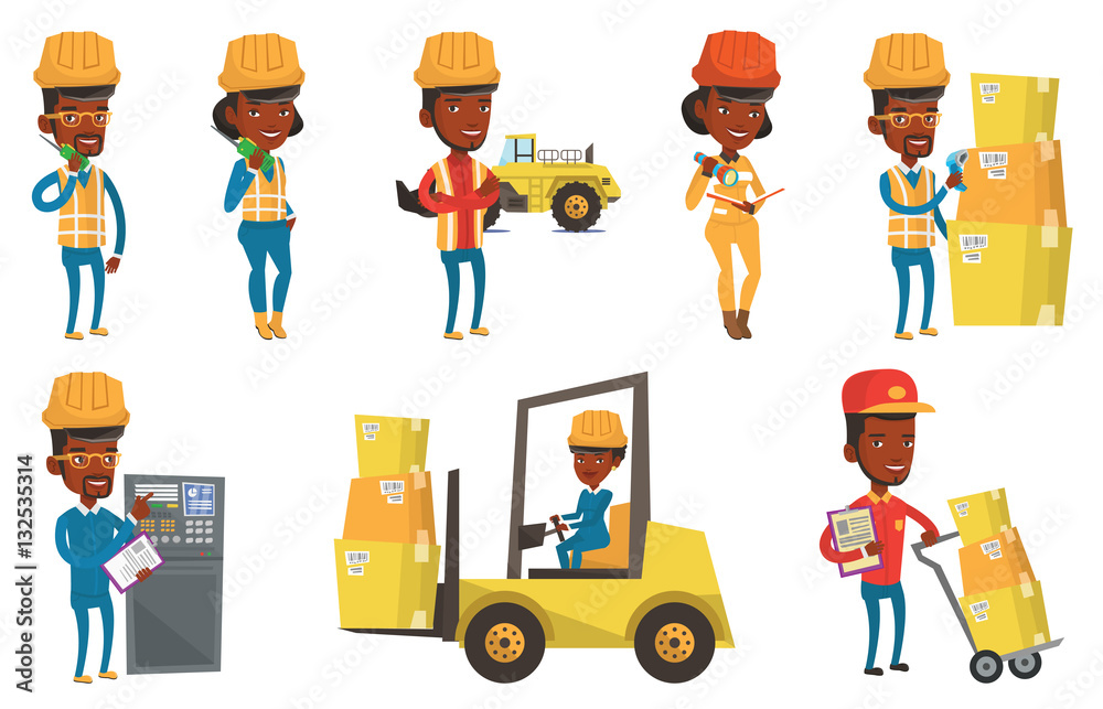 Vector set of industrial workers. Vector set of industrial workers.