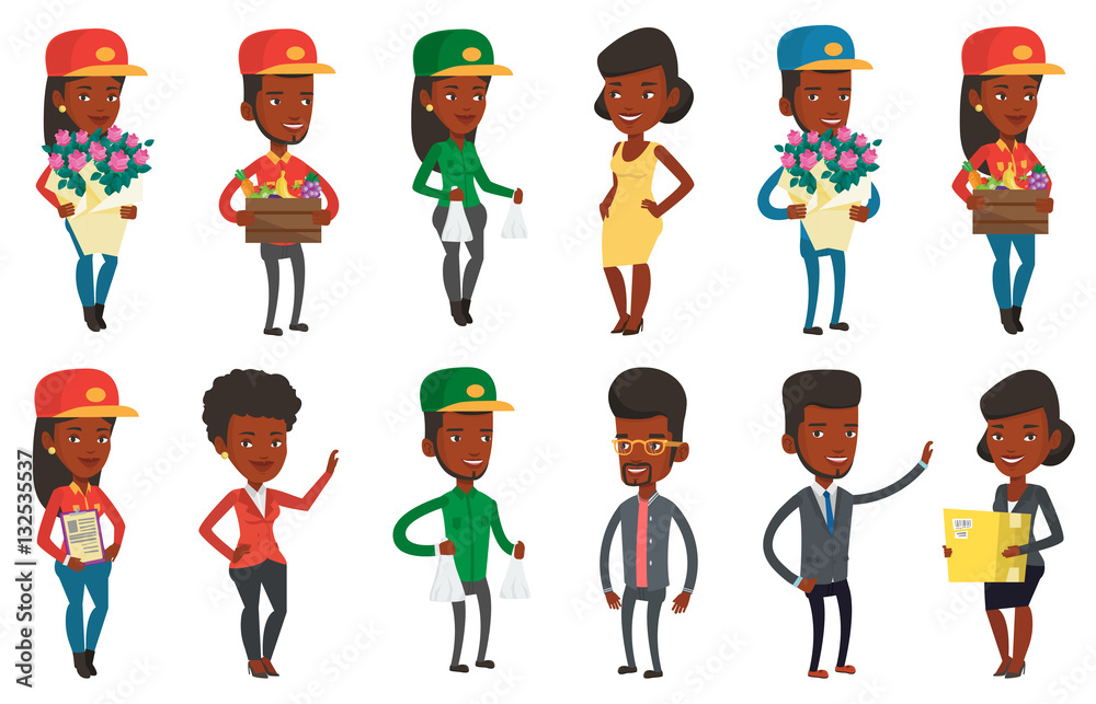 Vector set of industrial workers.