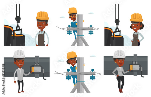 Vector set of industrial workers.