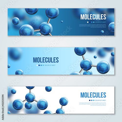 Horizontal banners with abstract molecules design
