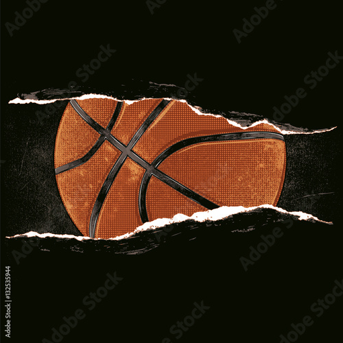 Basket ball behind a rip