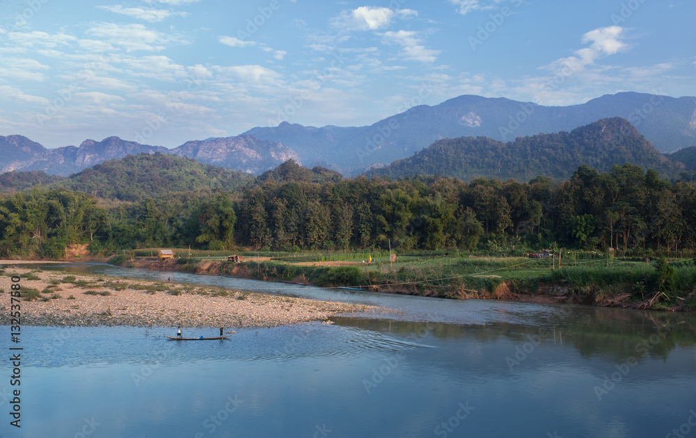 Landscape of Nam Khan river, Laos