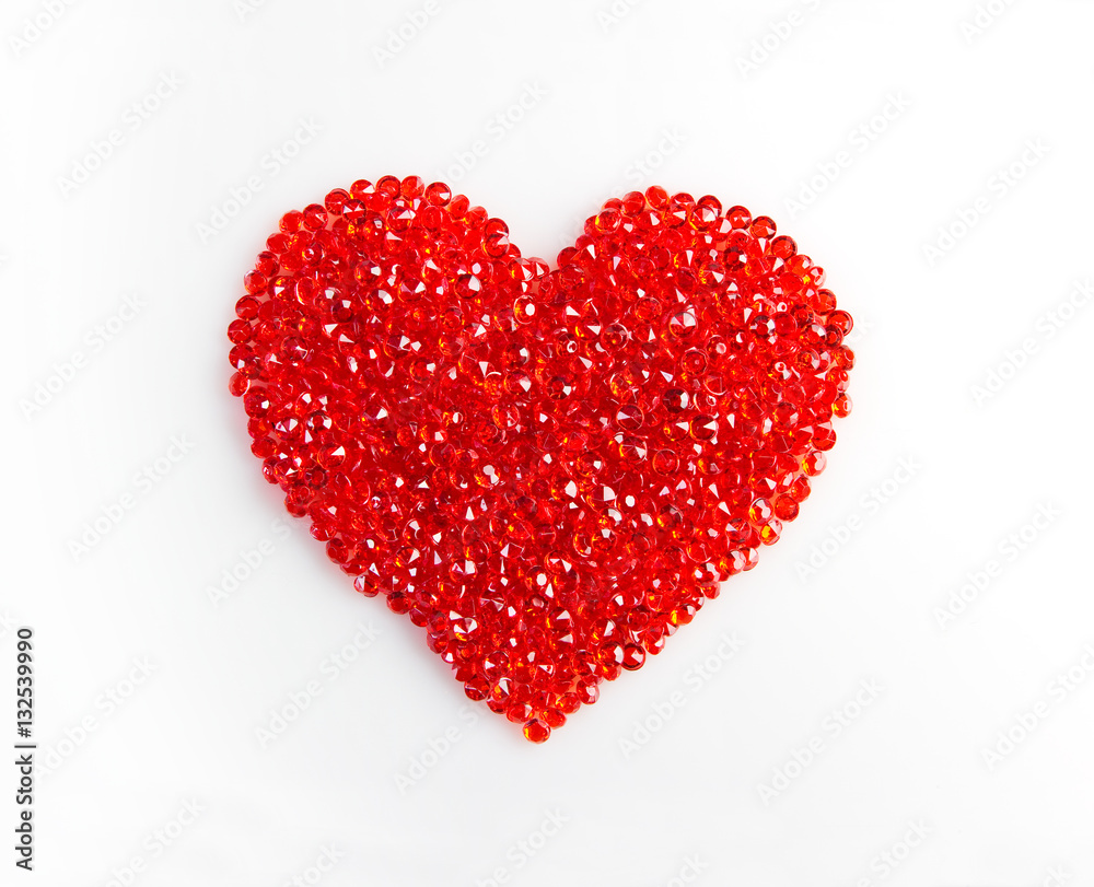 heart shape made of red crystals